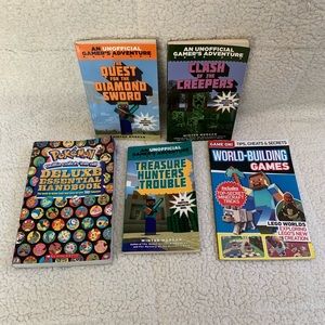 3 Minecraft books and Pokémon Deluxe Essential
